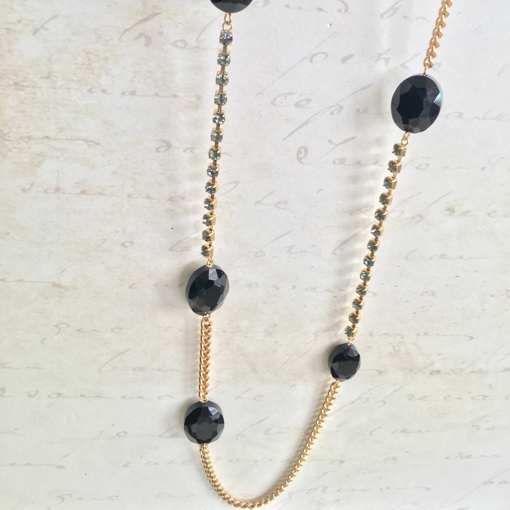Kenneth Cole Scattered Pavé Black Crystal Necklace